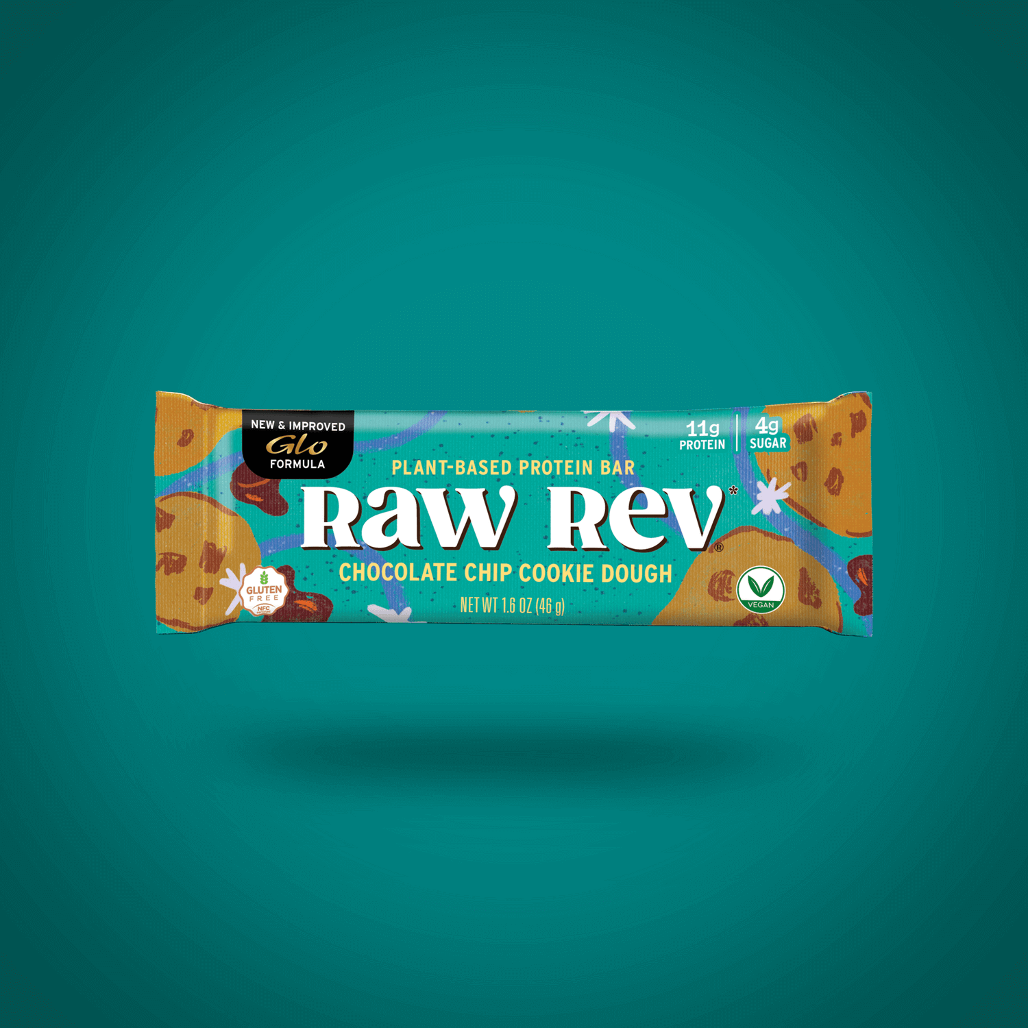 Chocolate Chip Cookie Dough "New and Improved Glo" Vegan Protein Bars