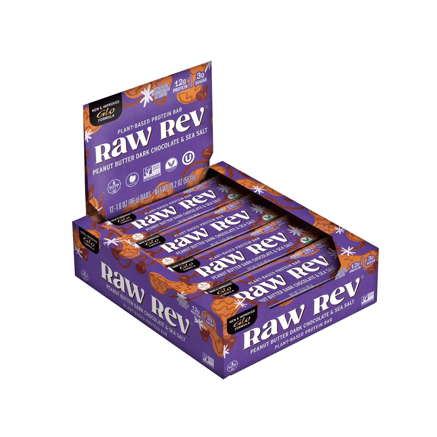 Peanut Butter Dark Chocolate & Sea Salt "New and Improved Glo" Vegan Protein Bars