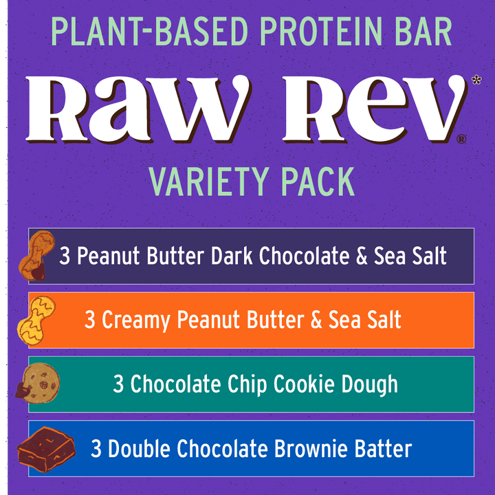 Raw Rev 12 Bar Variety Pack - Plant-Based Vegan Protein Bars