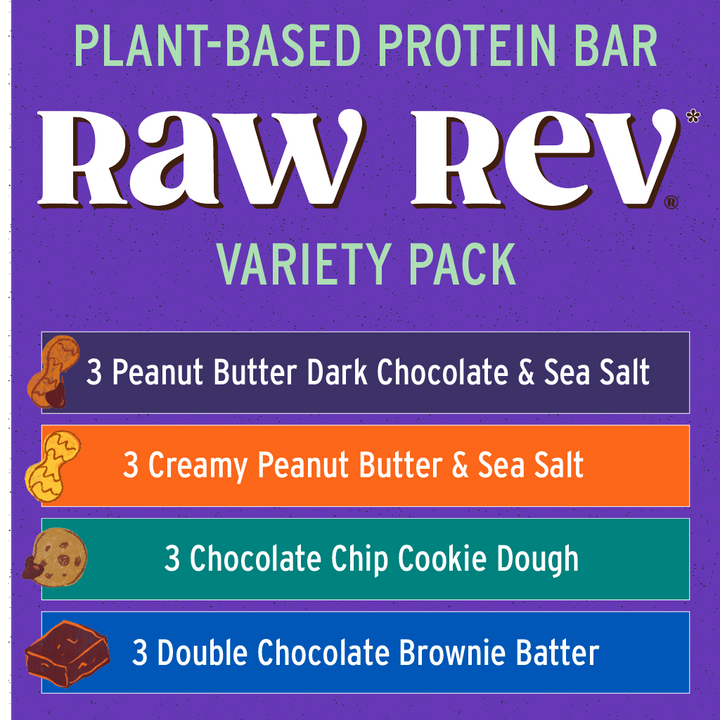 Raw Rev 12 Bar Variety Pack - Plant-Based Vegan Protein Bars